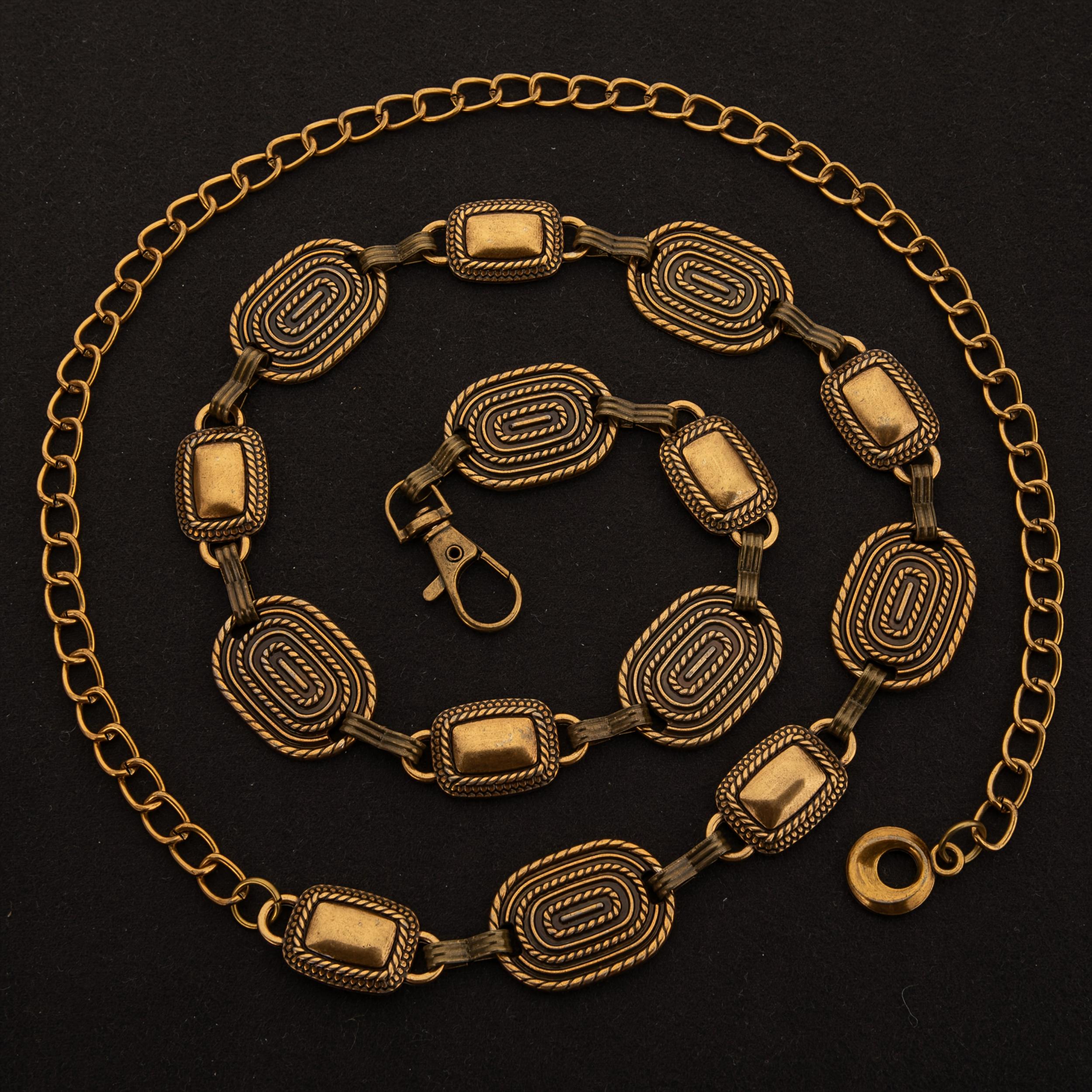 Boho Style Metal Waist Belt with Intricate Patterns Alloy Buckle
